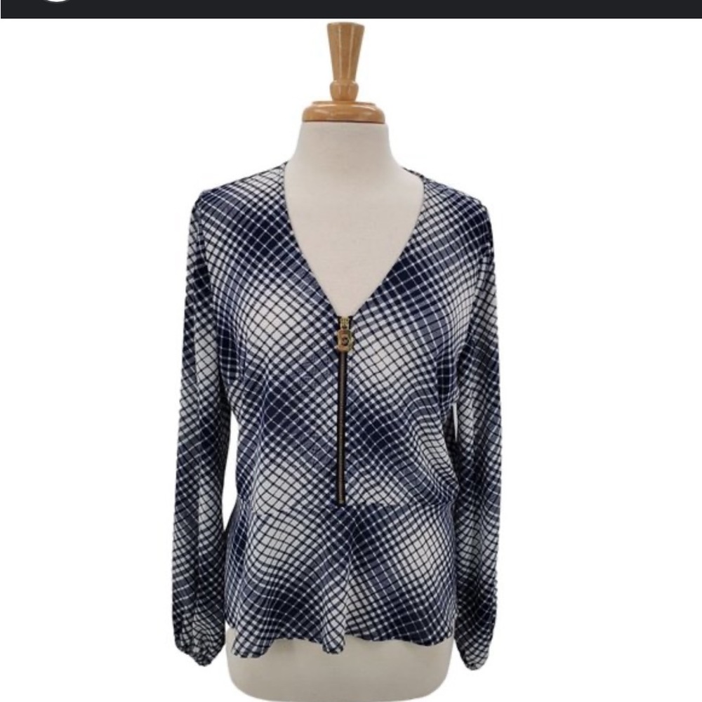 Michael kors navy‎ and white top size large